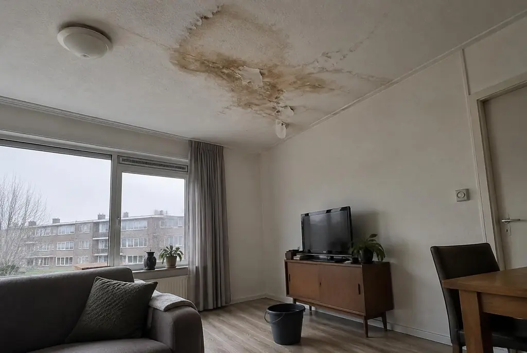 Lekdetectie Schiedam – vochtplek op het plafond onder een badkamer